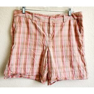 Axcess Orange Brown Plaid Chino Shorts 12 Lightweight Flat Front Pockets